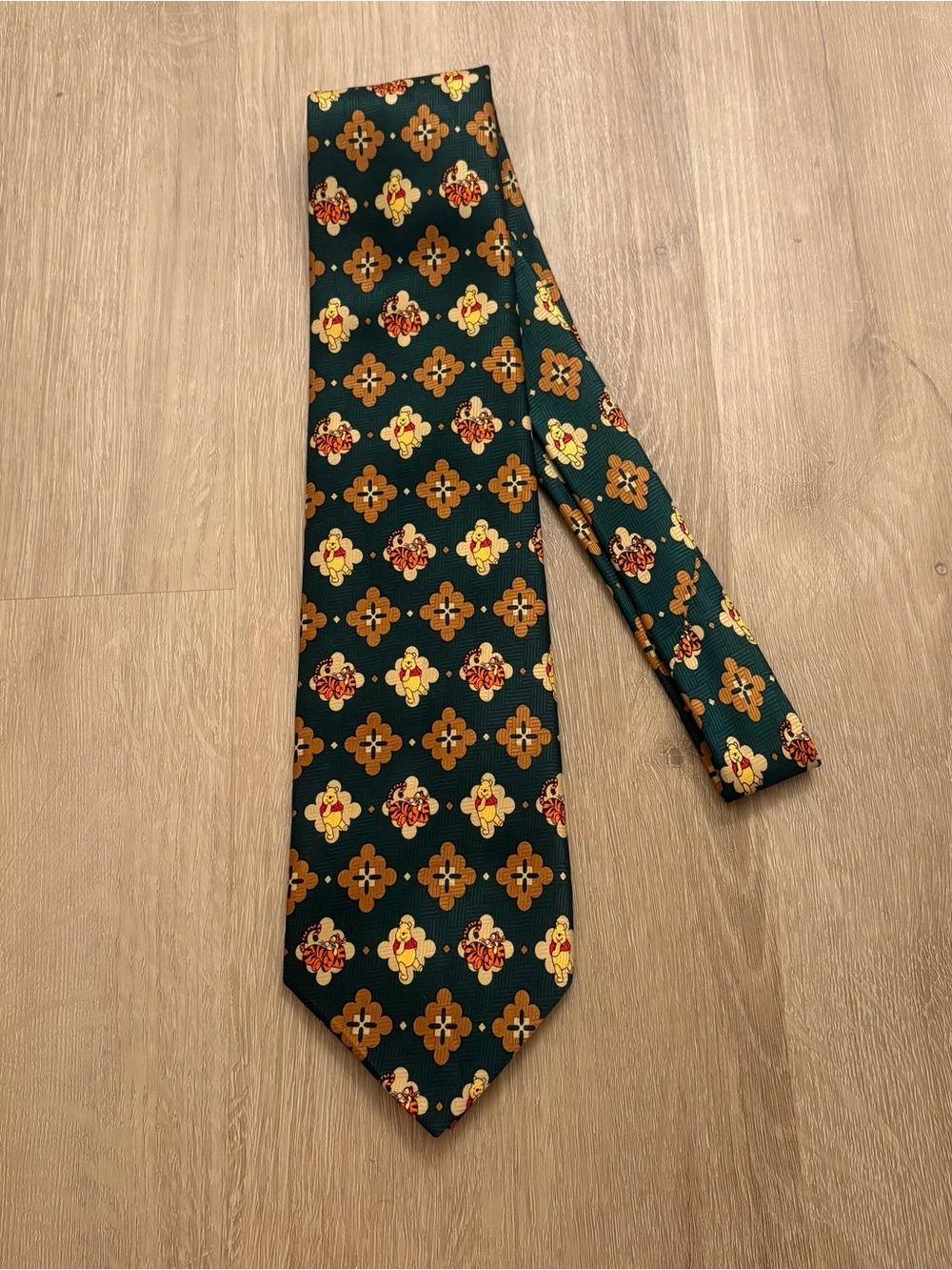 Vintage Disney Winnie The Pooh Tigger Green Geometric Necktie Exquisite Apparel